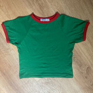 Heavy Manners Emerald Green Tee with Scarlet Accents